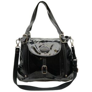 Tod's Black Coated Canvas Buckle Tote